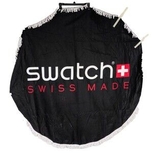 Swatch Swiss Made Black Round Towel With Fringe Swag Gift New